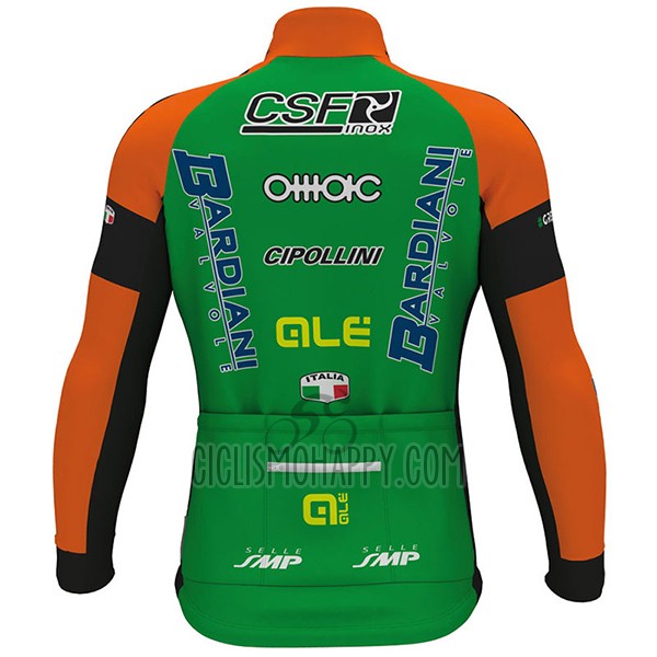 Bardiani Csf Cycling Jersey Bib Tight 2017 Men Long Sleeve White and Green